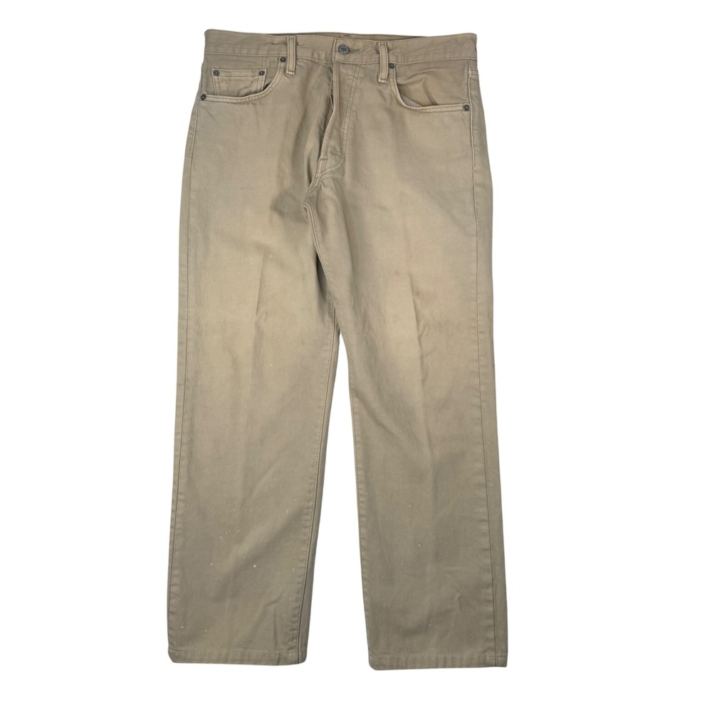 Vintage Levis 501 34x30 Khaki Tan Button Made USA Distressed 90s